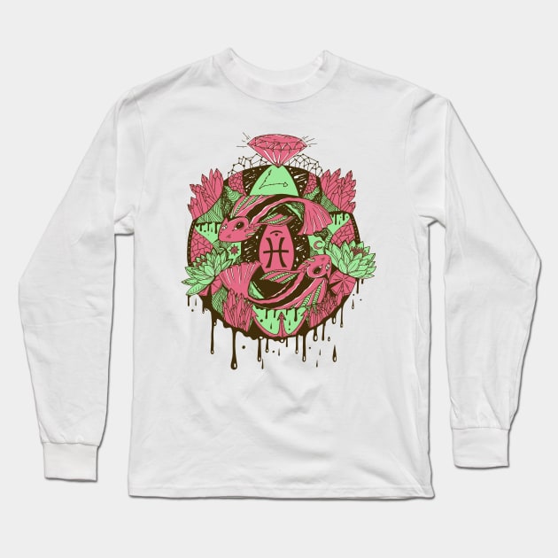 Pink and Mint Mystic Pisces Motion Long Sleeve T-Shirt by kenallouis